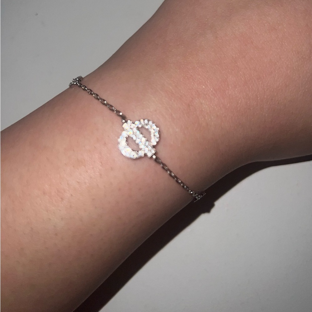 New Designer IceLink Silver Crystal Initial P Adjustable Hook Bracelet